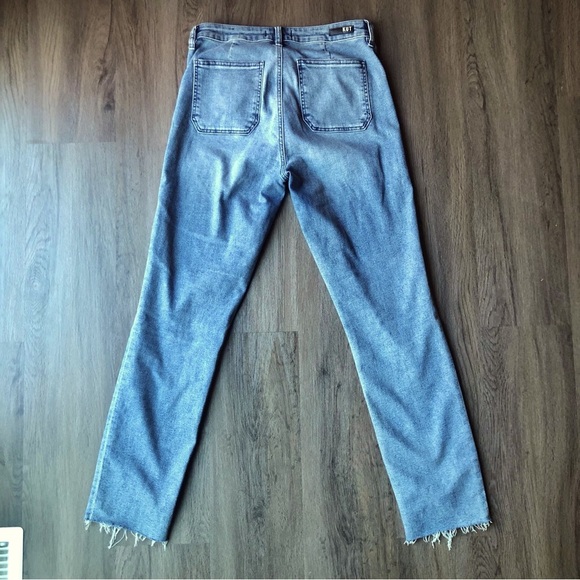 Kut from the Kloth Jeans Chrissie Cigarette Leg Raw Hem Blue Stretch Denim 28x30 - Picture 3 of 11